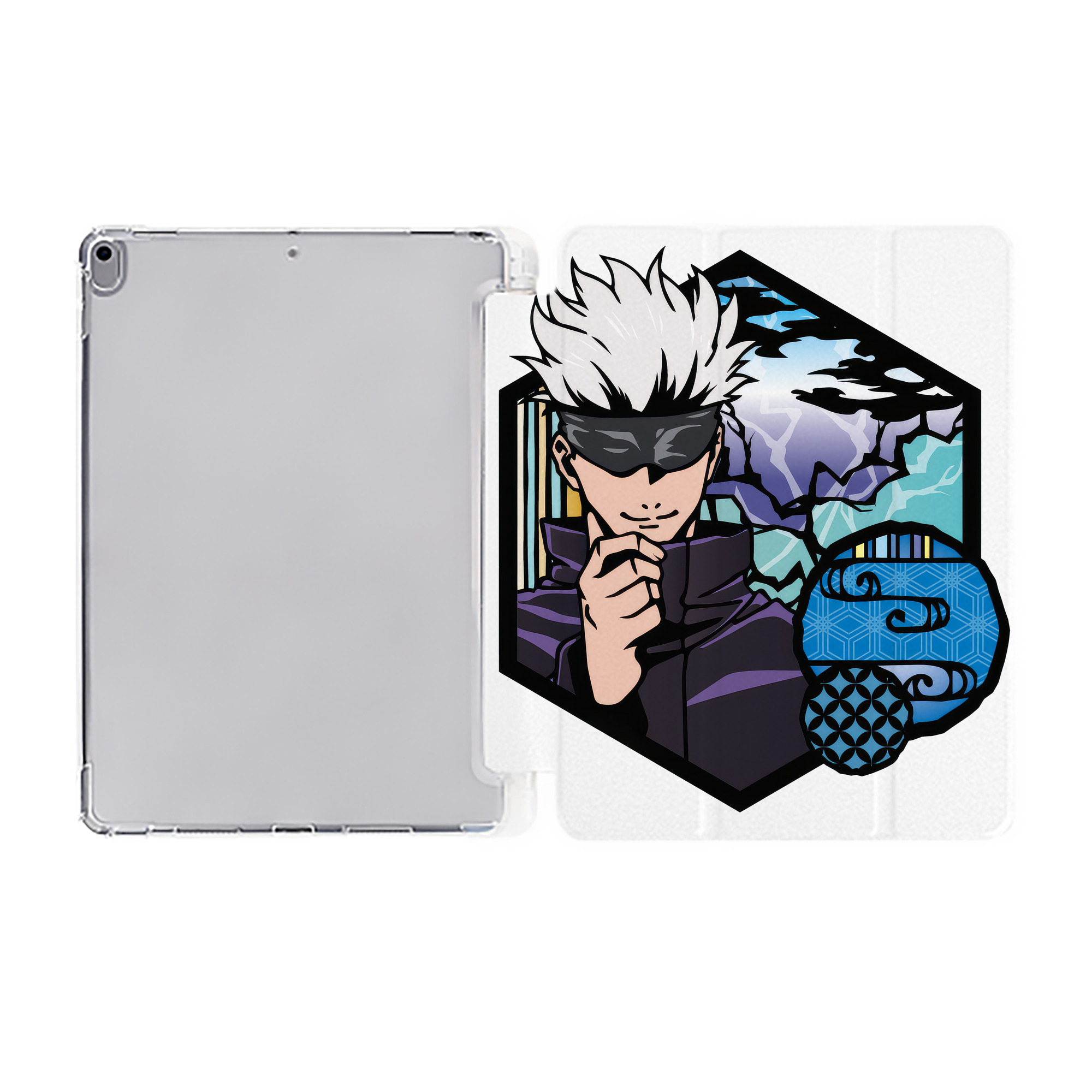 （画像用） 呪術廻戦 Jujutsu Kaisen IPad ケース ペン収納付き 三つ折りスタンド PUレザー×シリコン 対応機種9.5/10.5/10.9インチ